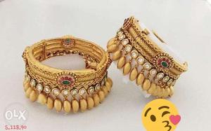 Two Gold-colored Silk Bangles