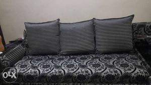 White And Black Striped Couch