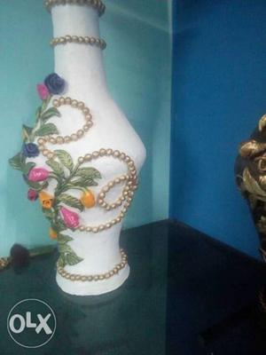 White And Multicolored Floral Decorative Vase