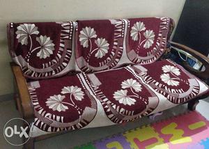 Wooden Sofa of 3 set (1 three sitter & 2 single sitter) with