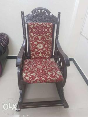 Wooden rocking chair, strong and comfortable;