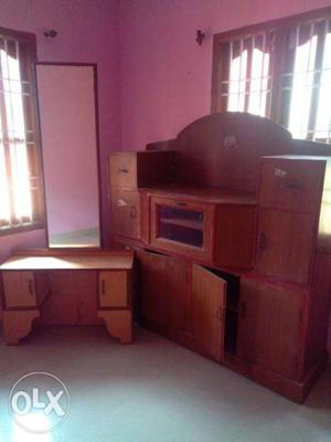 Wooden showcase and dressing table