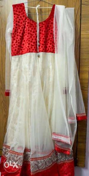 Anarkali suit with duppatta and churidaar