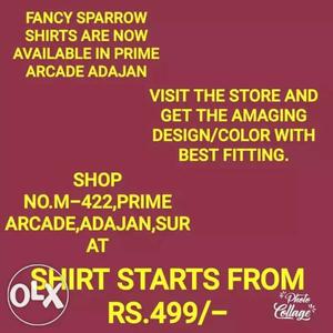 Branded Sparrow Shirt Now in Adajan (Prime Arcade)