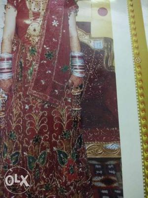 Bridal lehangaa dark mehroon colour. 1 time used