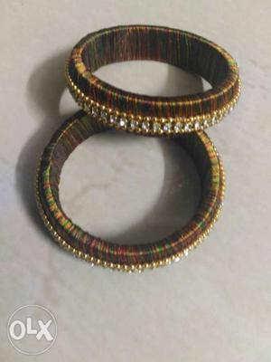 Brown And Gold-colored Bangle Bracelets