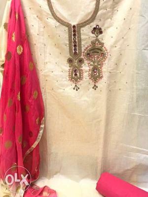 Chanderi silk with inner chiffon dupatta