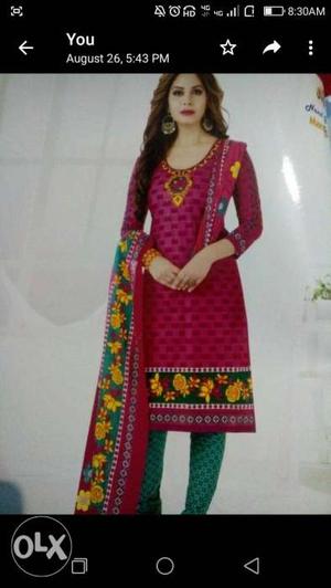 Cotton suit available for sale with dupatta