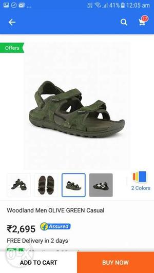 Olive Green Woodland Casual Sandal 7 New with tag and date