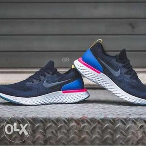 Pair Of Black-and-blue Nike Sneakers