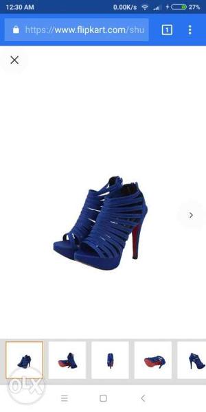 Pair Of Women's Blue Suede Platform Pump Sandals Screenshot