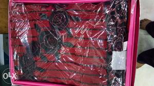 Red And Black Floral Dupatta Scarf With Box