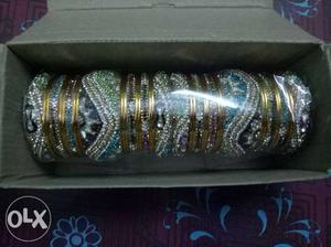 Silver-colored-and-gold-colored Encrusted Bangle Lot