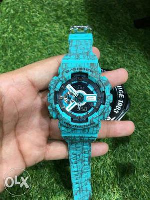 Teal And Black Casio G-Shock Digital Watch