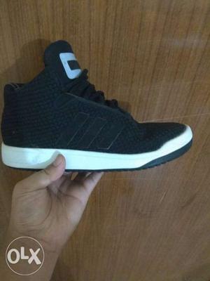 Unpaired Black And White Adidas High-top Sneaker