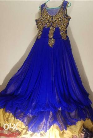 Wedding or party gown, golden work,,L size full flair