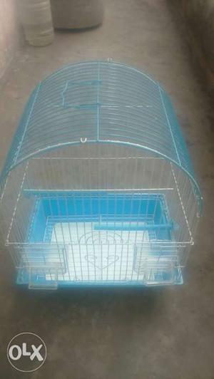 White And Blue Wire Pet Cage