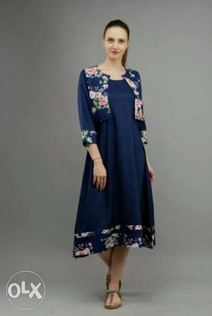 Women's Blue Floral Bolero Dress
