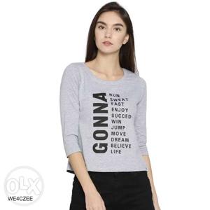 Women's Gray Long-sleeved Shirt