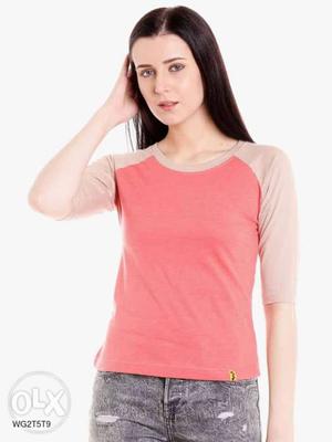 Women's Pink Crew-neck Shirt
