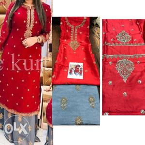 Women's Red And Gold Long-sleeved Dress Collage