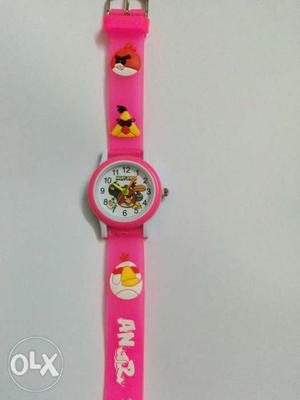 Angry bird Design pink watch for kids