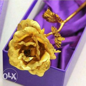 Beautiful artificial golden rose with box