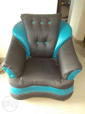 Black And Blue Leather Armchair