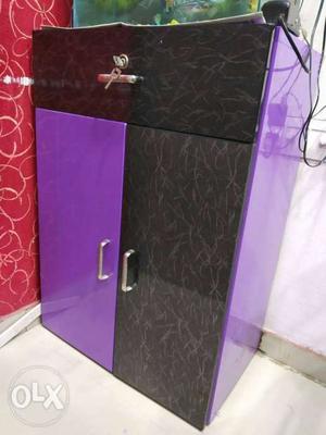 Black And Purple Wooden Cabinet