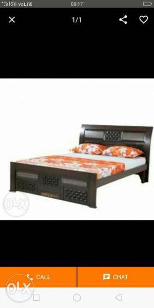 Brown Wooden Bed Frame With Mattress5/6.5feet