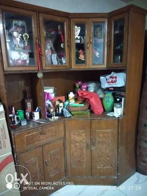 Brown Wooden Display Cabinet With Cabinet