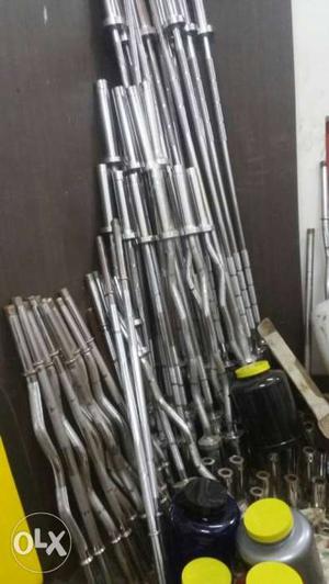Gray Barbell Rod And Ez-curl Barbell Rod Lot