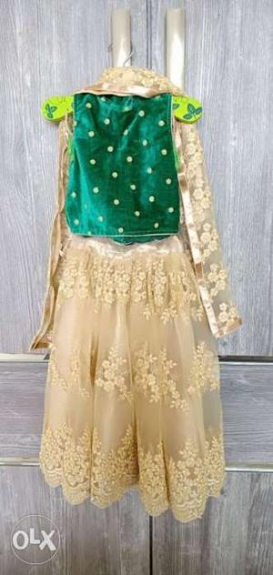 Green and Golden chania choli size 2 to 3 year
