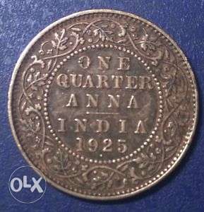 India  Quarter Rupee King George Coin