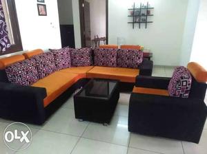 L shape 6 seater sofa set with centre table, only