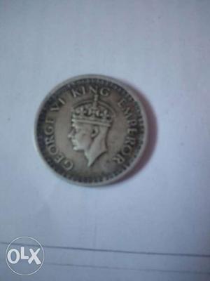 Old Indian British silver coin of George vi king