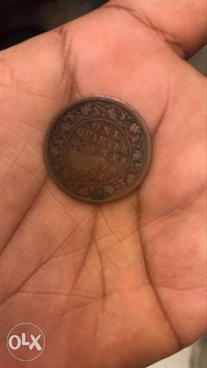 One Quarter Anna 114 Yrars Old Coin