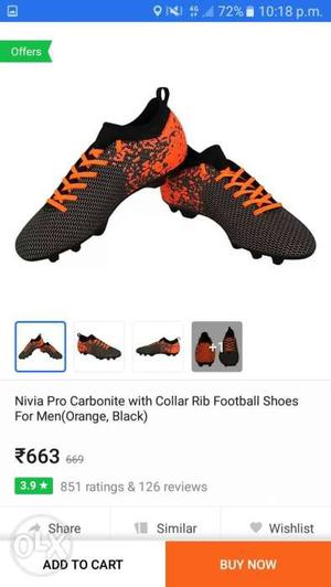Pair Of Black-and-orange Nivia Pro Carbon Ite With Collar
