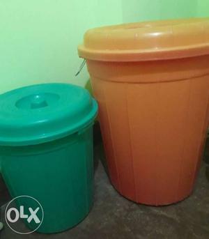 Plastic storage buckets of 100 litre and 50 litre
