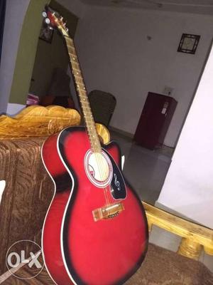 Red Burst Cutaway Acoustic Guitar