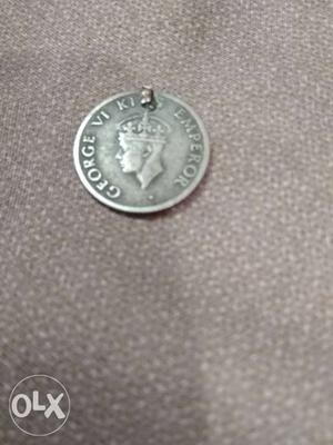 Round Silver-colored George VI King Emperor Coin Pendant