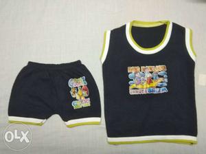 Toddler's Black And Green Tank Top And Shorts