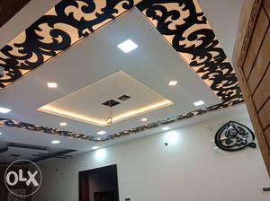 White And Black Lighted Ceiling