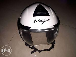 White And Black Vega Half-face Helmet