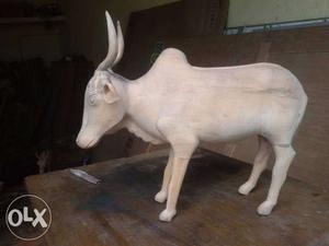 White Horned Animal Statuette