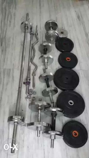 Black Barbell Bar And Weight Plate