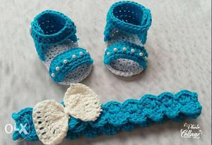 Crochet shoes and headband set.up to 1 yr.all