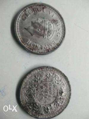 George Vi King Emperor 1 Rupee India  Coin