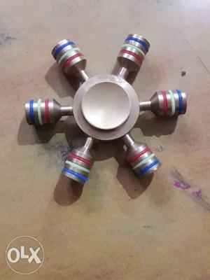 Gray And Multicolored 6-cylinder Fidget Spinner
