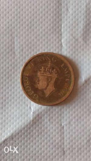 Round Copper-colored George VI King Emperor Commemorative